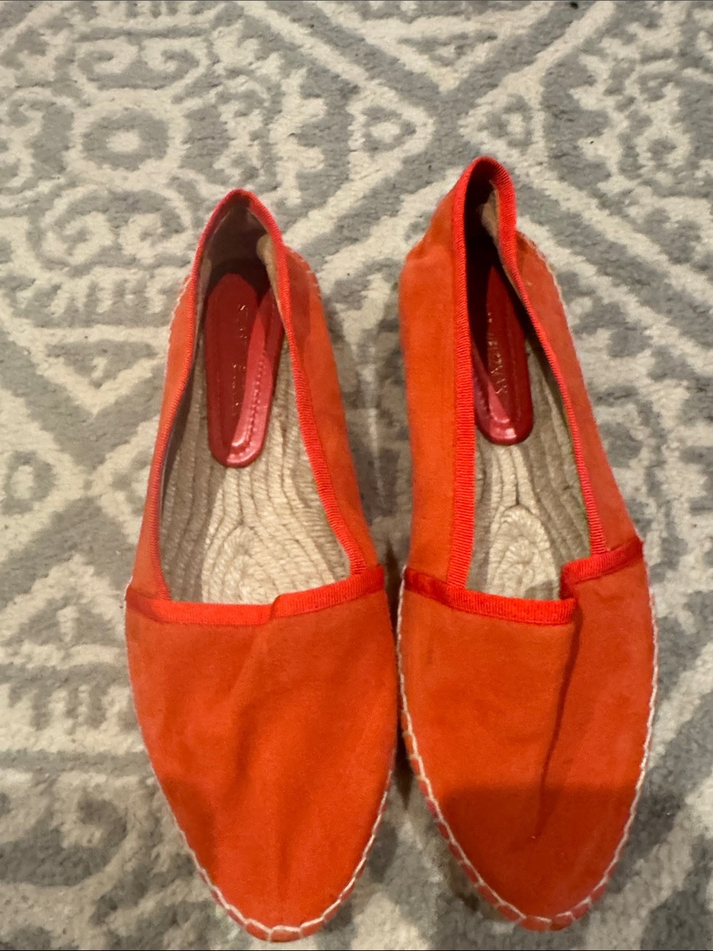 Stuart Weitzman Orange Suede Espadrille Flats
